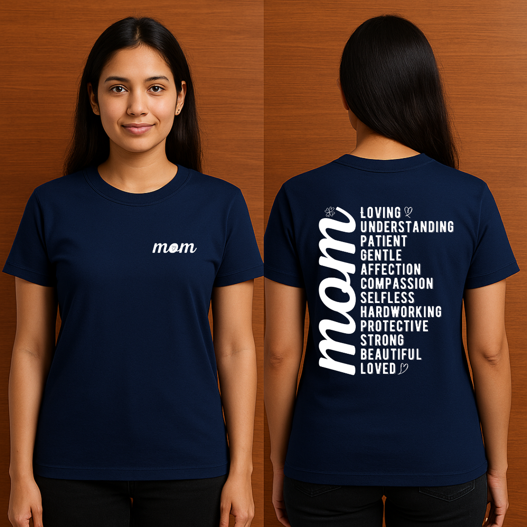 Mom Love Back Print T-Shirt – Gift for Modern Moms