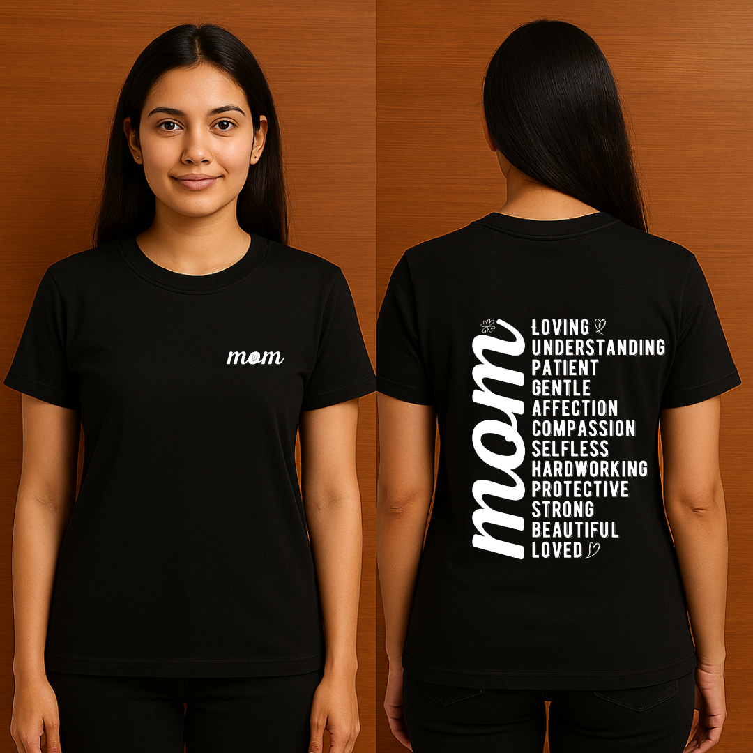 Mom Love Back Print T-Shirt – Gift for Modern Moms
